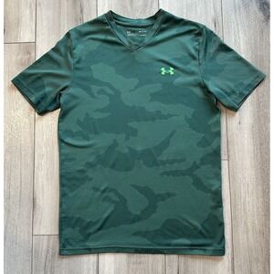Under Armour Men's T-Shirt Small Green Heatgear Camo